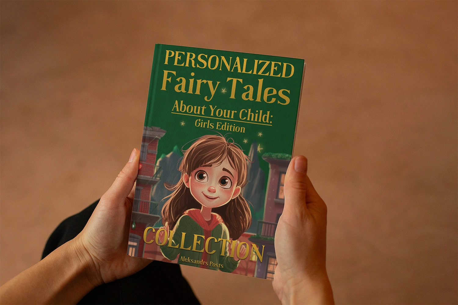 a person holding a personalized fairy tales for kids book