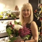 woman with a bouquet of flowers